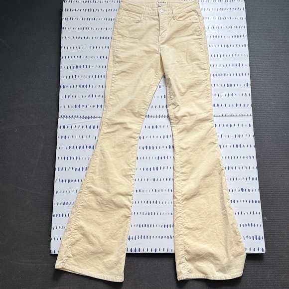 L’AGENCE Bell High Rise Flare Jeans in Butter Yellow - Picture 2 of 3